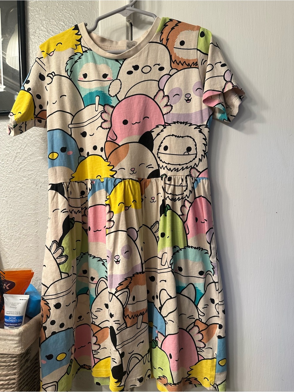 H&M Kids Cartoon Character Print Short Sleeve Dress in Pastel Multicolor